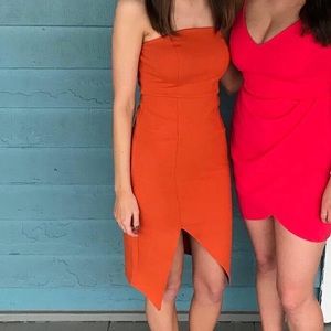 Lulu’s Orange Strapless Bodycon Dress